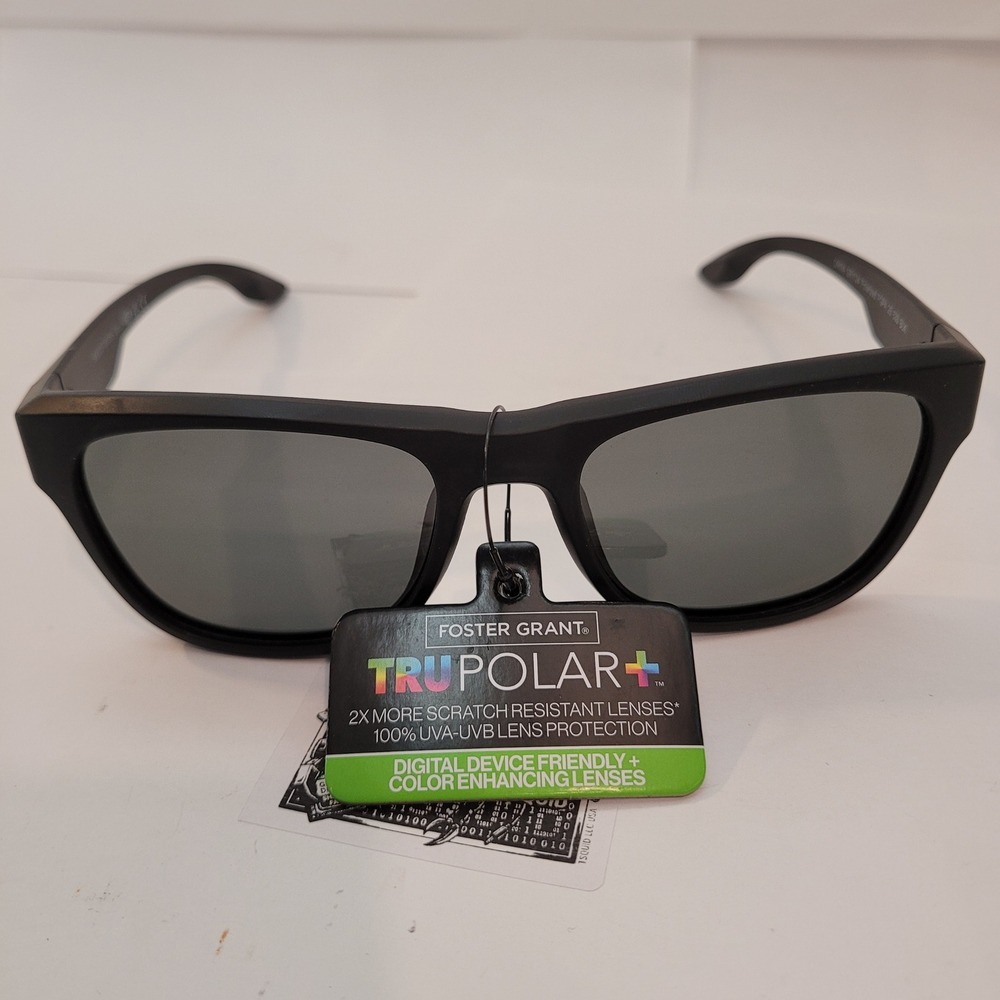 Foster Grant Sunglasses Mens TruPolar Polarized‎ Matte Black SR1124 BLK TP07